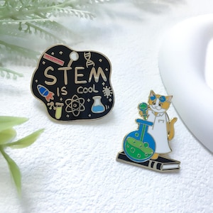 Science, Technology, Engineering, Math Enamel Pin | Biologist Scientist Badge Pin | Lapel Pin | Funny Enamel Pin Set | Gift for Her Him