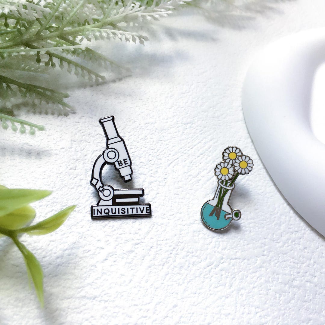 Microscope Flask Science Lab Enamel Pin | Biologist Scientist Badge Pin ...
