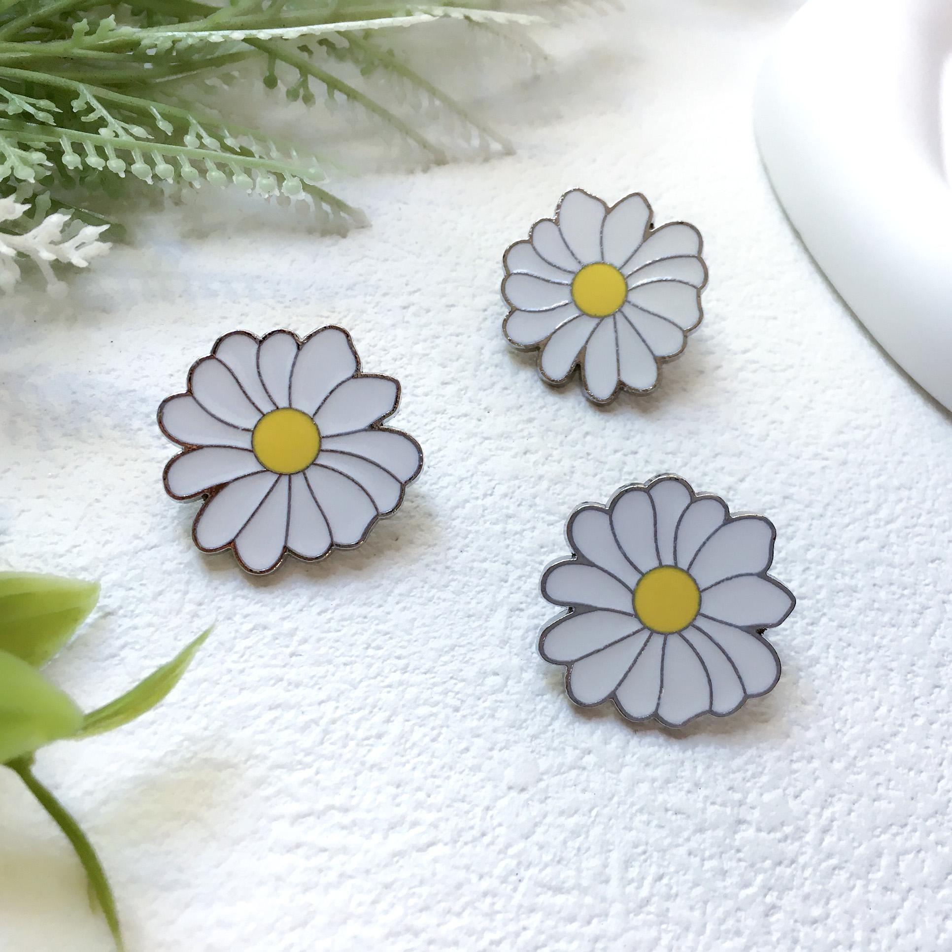 Daisy Enamel Pin | Flower Badge Pin | Lapel Pin | Collar Pin | Funny Enamel Pin Set | Gift for Her Him