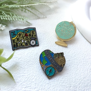 Travel, Hiking, Adventure Enamel Pin | Geography Badge Pin | Lapel Pin | Collar Pin | Funny Enamel Pin Set | Gift for Her Him