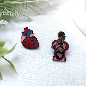 Heart, Human Anatomy, Medicine Science Enamel Pin | Doctor Nurse Badge Pin | Lapel Pin | Funny Enamel Pin Set | Gift for Her/Him