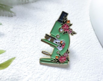 Microscope Science Lab Enamel Pin | Biologist Scientist Badge Pin | Lapel Pin | Collar Pin | Funny Enamel Pin Set | Gift for Her Him