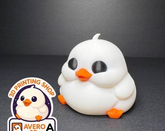 3D Printed Chubby Duck Figurine, Whimsical Desk Decor