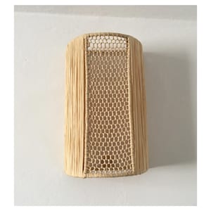 openwork raffia sconce wall decor ,raffia wall light