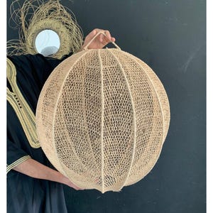 Large raffia pendant light , hanging ball lamp shade in raffia