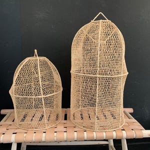 Raffia pendant lamp, Large pendant light, Rattan pendant light, Hanging light, Boho pendant light