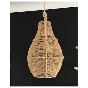 Handgemaakte raffia-hanglamp: grote boho-hanglamp (23,6 inch)