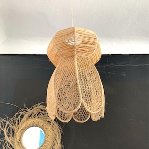 raffia pendant light , hanging lamp shade in raffia , Rattan Pendant Light High Quality Handmade, Retro Boho Lighting Decor for All Rooms
