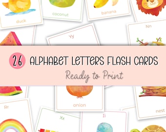ABC Flash Cards, Educational Cards, A-Z Cards, Learn ABCs, Alphabet Flashcards, Kids Colors Alphabet, Montessori Cards, Digital Download
