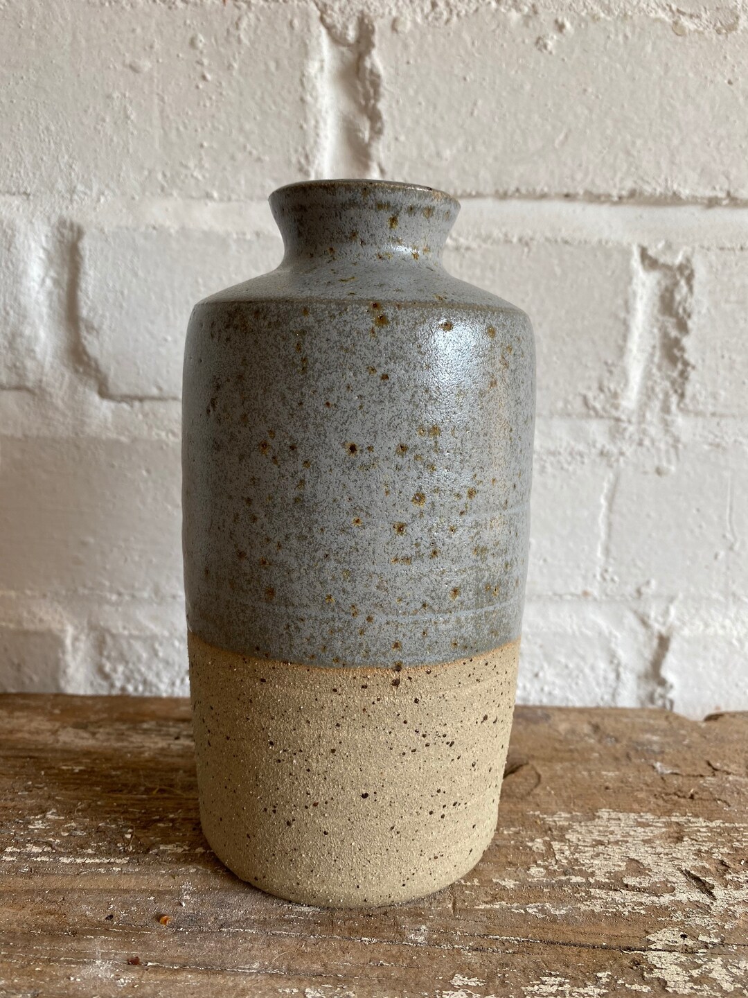 Large Bottle Vase Speckled Clay Bottle Vase Rustic Style Etsy