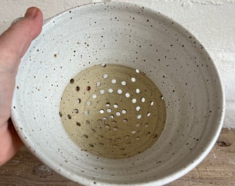 Berry Bowl, Stoneware Colander, Harvesting Bowl