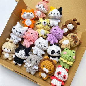 Pattern Bundle 15 Baby Safari Animals, no sew and quick amigurumi for Beri, panda, tiger, fox, 2 bunni, 5 cat, eli, pig, frog, lion.