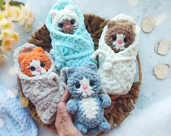 Kitten in a Blanket Crochet Pattern, Cat Crochet pattern