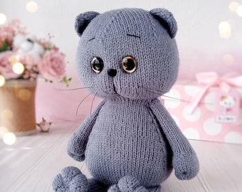 Kitty Strickmuster, Katze Strickmuster, englisches pdf Muster sofort download