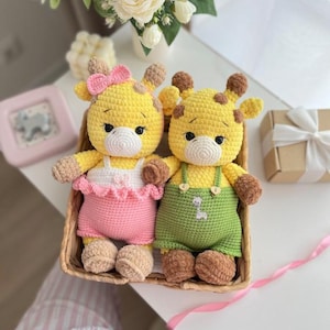 2in1 Girl and boy Amigurumi Giraffe and overalls, Giraffe Crochet Pattern Cute, Wild animals Amigurumi, Floppy Giraffe Crochet Pattern