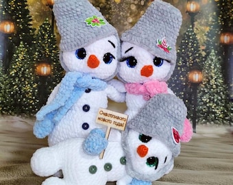 Crochet Snowman with hat pattern PDF tutorial, Amigurumi Snowman plush, Christmas snowman Crochet pattern, PDF Pattern
