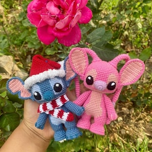 Stitch & Angel Amigurumi Crochet Pattern - PDF Digital Download - 2in1 Alien Plush Set with Sculpted Details