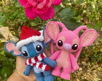 Stitch & Angel Amigurumi Crochet Pattern - PDF Digital Download - 2in1 Alien Plush Set with Sculpted Details