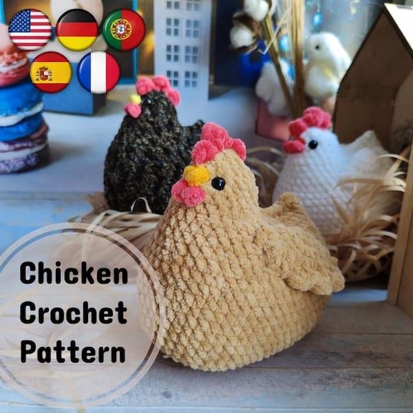 Plüsch Amigurumi Huhn häkeln Spielzeug Muster PDF, Plüschtier einfach niedlich Huhn Amigurumi Häkeltier Spielzeug Muster