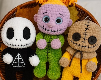 Halloween Crochet Patterns, Zombie Pattern, Jack Pattern, Sam Pattern, Spooky Doll Pattern, Amigurumi Plush Pattern, Creepy Cute Crochet