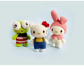 KITTY and FRIENDS Amigurumi crochet pattern, kitty crochet pattern, bundle kitty crochet pattern, quick and easy patterns