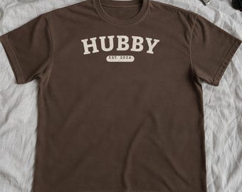 Hubby Shirt with Est Year, Comfort Colors Hubby T-Shirt, Groom Gift, Honeymoon Tee, Wifey and Hubby Matching Shirts, Husband Gift