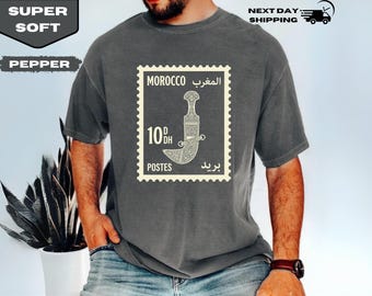 Moroccan Postage Stamp With A Dagger Graphic Tee Knife Culture Philately Art