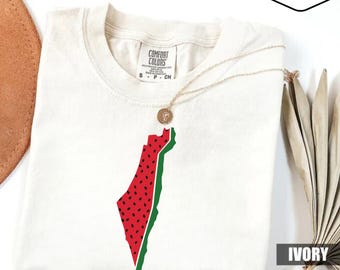 Comfort Colors Palestine Watermelon Map Shirt