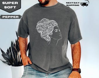Arabic Calligraphy Portrait T-Shirt, Modern Islamic Art Graphic Tee, Minimalist Cultural Gift