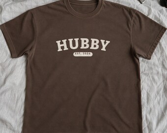 Hubby Shirt with Est Year, Comfort Colors Hubby T-Shirt, Groom Gift, Honeymoon Tee, Wifey and Hubby Matching Shirts, Husband Gift