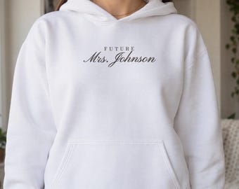 Future Mrs Hoodie with Name, Personalized Engagement Gift, I Said Yes Sleeve, Bride to Be Hooded Sweatshirt, Bridal Shower Gift