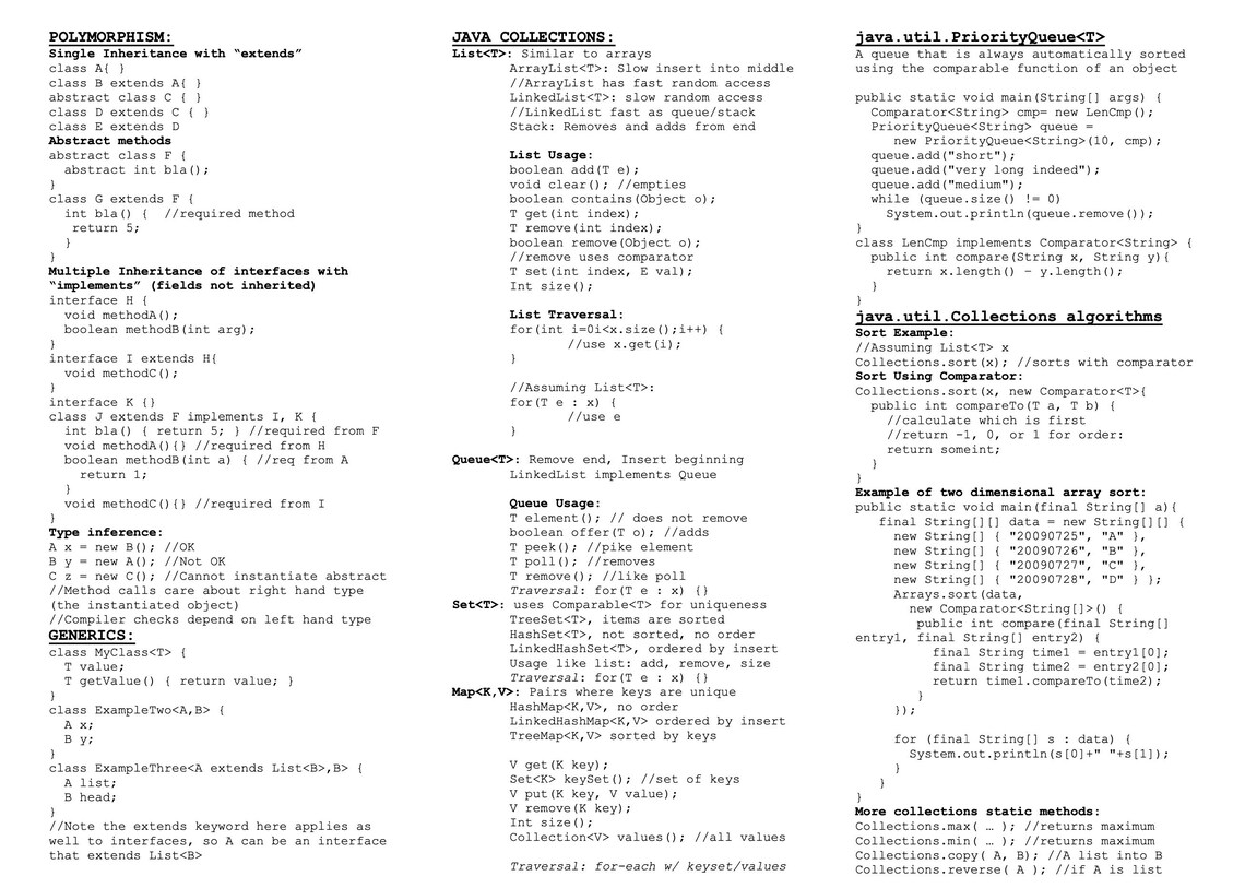 The Ultimate Java PDF Cheat Sheet - Etsy