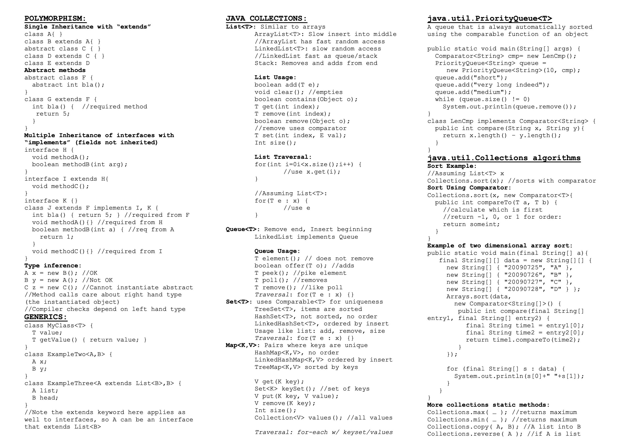 The Ultimate Java PDF Cheat Sheet - Etsy