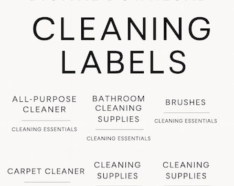 Printable Household Inventory Labels – Minimalist Cleaning Essentials Digital Download. Set of 36.