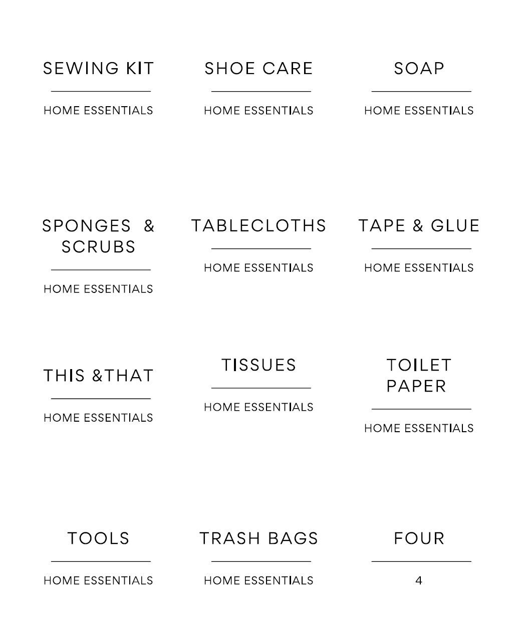 House Items Label Minimalist Household Inventory Labels – 144 Printable Home Essentials ...