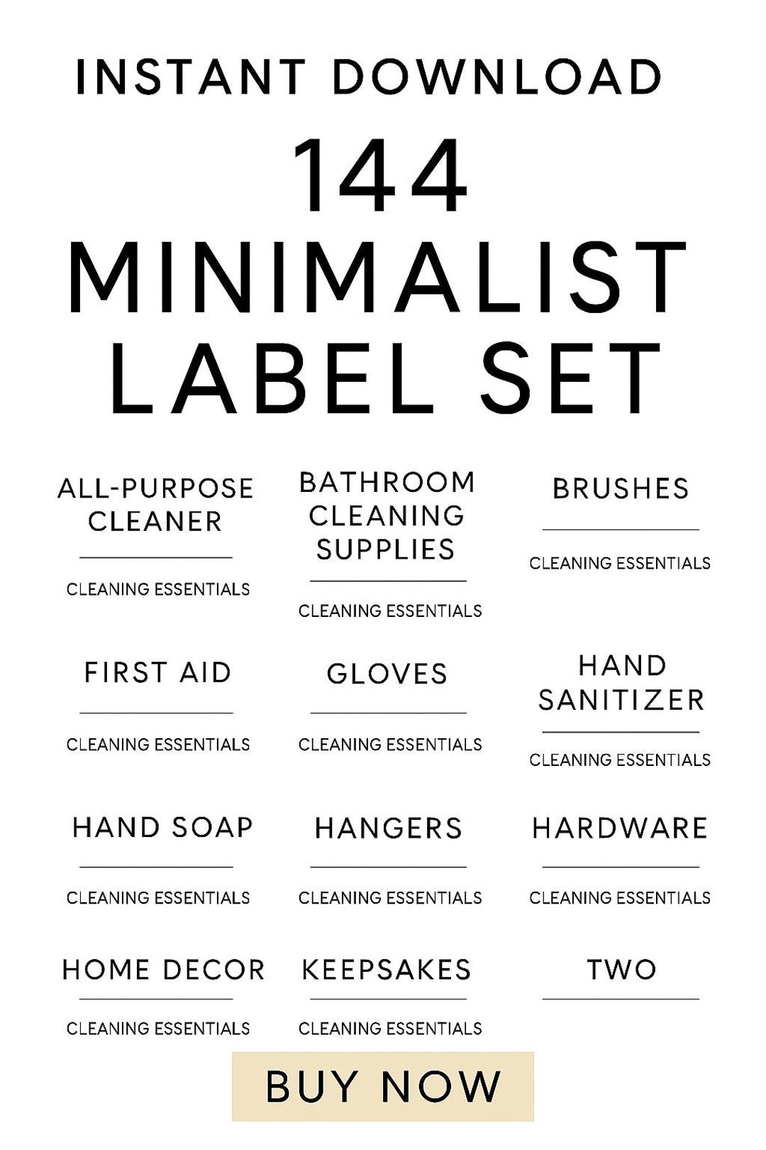 House Items Label Minimalist Household Inventory Labels – 144 Printable Home Essentials ...
