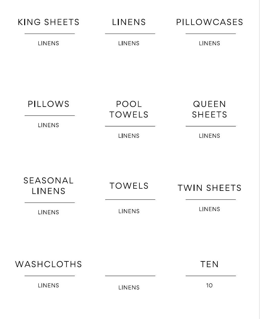 House Items Label Minimalist Household Inventory Labels – 144 Printable Home Essentials ...