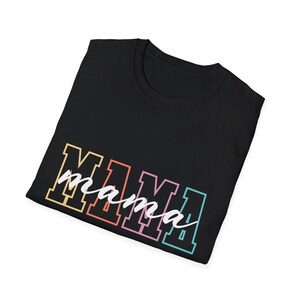 Colorful MAMA Unisex Softstyle T-Shirt, Mom Tee, Mother's Day Gift, Cute Graphic Shirt, Family Apparel, Personalized MAMA Tee, Gift for mom