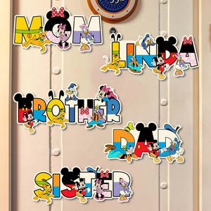 Custom Name Mickey and Friends Magnet, Disney Cruise Door Magnets, Dcl Magnets, Dvc Magnet, Mickey Door Magnets, Family Cruise Magnet