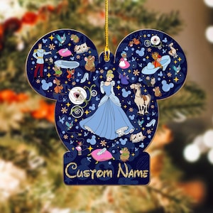 Custom Disney Princess Cinderella Ornament, Cinderella Gifts, Mickey Shaped Ornaments, Princess Ornament, Princess Gift, Cinderella Keepsake