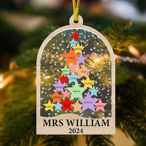 Personalised Teacher Gift With Class List, Class List Christmas Ornament, Teacher Shaker Ornaments, Class Name Teacher Ornament,Teacher Gift
