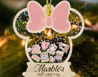 Adorno navideño personalizado de Minnie Mouse, adorno navideño para bebé, adorno para niña, adorno para bebé, adorno de Minnie Mouse
