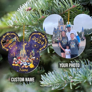 Personalisierte Foto Disney Familienreise 2024 Ornament, Disneyworld Ornament, Disney Foto Ornament, benutzerdefinierte Familienurlaub Foto Ornament