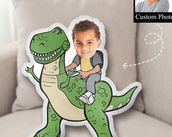 Personalized Toy Story T-Rex Pillow, Custom Photo Kids Face Pillow, Disney Dinosaur Pillow, Funny Ugly Pillow, Shaped Pillow, Stuffed Decor