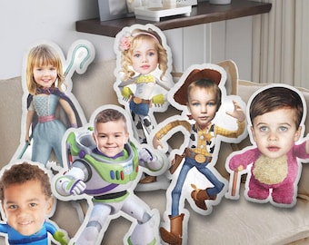 Aangepast gezicht Toy Story-kussen, Buzz Lightyear-kussens, Toy Story Toy Dolls, 3D Ugly-kussen van foto, kindervormig kussen, gevulde decors