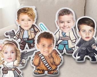 Almohadas personalizadas de Star Wars con caras: Han Solo, Leia, Chewbacca y Darth Vader. Almohada fea y divertida. Almohada con forma de Disney. Decoración de peluche.