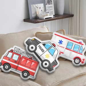Fire Truck Pillow, Firefighters Gift, Birthday Boy Gifts, Funny 3D Ugly Pillow, Shaped Pillow, Firetruck Pillow decor, Gift for Fireman
