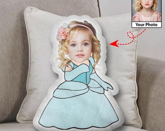 Custom Face Princess Pillow, Princess Pillow with face, Birthday Girl decor, Funny Ugly Pillow, Shaped Pillow, Stuffed Princess gift decor