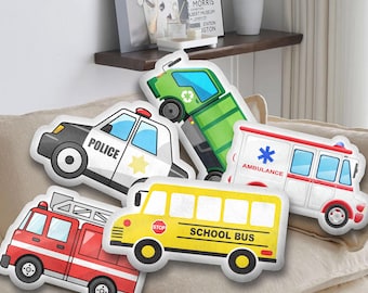 Almohada de autobús escolar, almohada de camión de construcción, regalos de cumpleaños para niño, almohada fea y divertida, almohada con forma, almohada de camión de bomberos, almohada de camión de basura