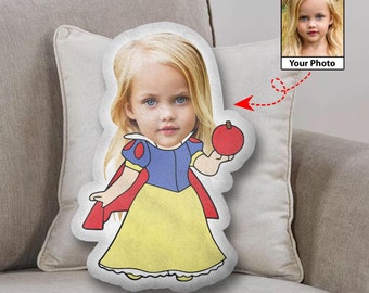 Custom Kids Face Pillow, Baby Princess Pillow, Princess Party Theme Decor, Birthday Girl Gift, 3D Ugly Pillow, Shaped Pillow, Stuffed Decor